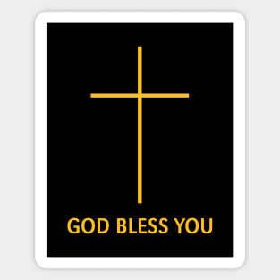 God Bless You (Christian Blessing / Religion / Gold) Magnet